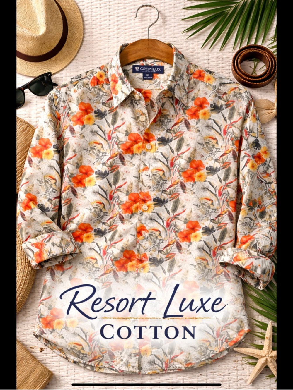 Daniel Cremieux Resort Luxe Tropical Floral Cotton Button Down XL Vacation Shirt